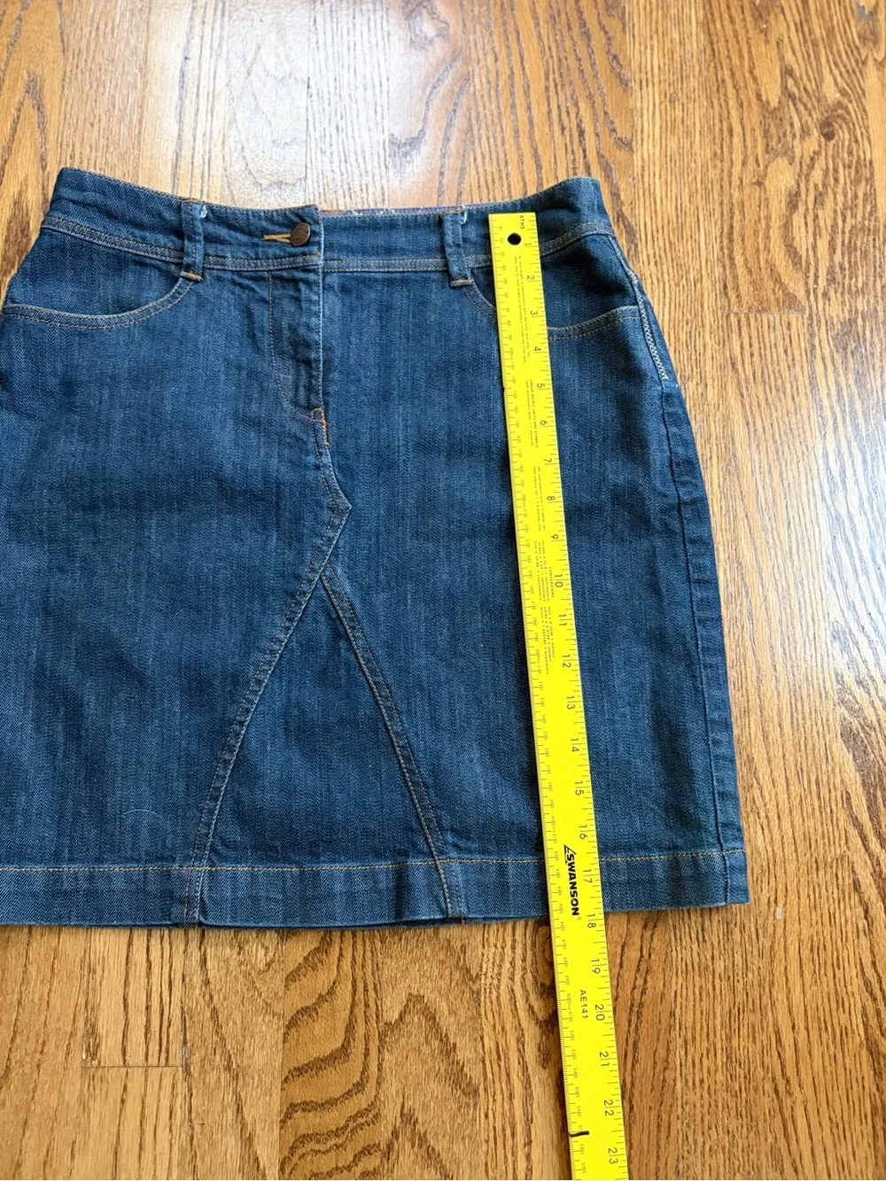 Boden WG371 Dark Wash Denim Mini Skirt A-Line Stretch Cotton Size US 6